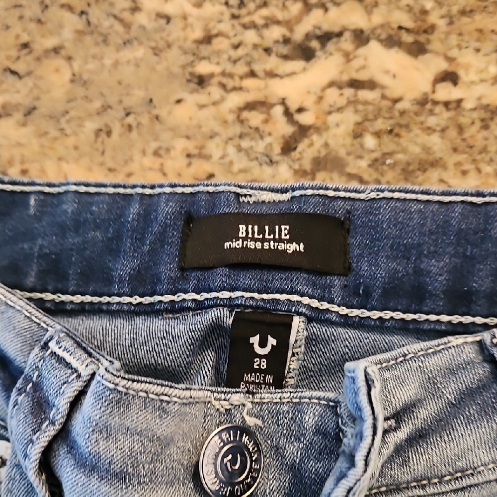 True Religion Women's Straight Leg Jeans - Light Blue